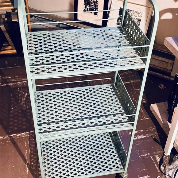 Moving soon!! Urban Outfitters Green 3-tier Langley Metal Rolling Storage Cart - Picture 6 of 13